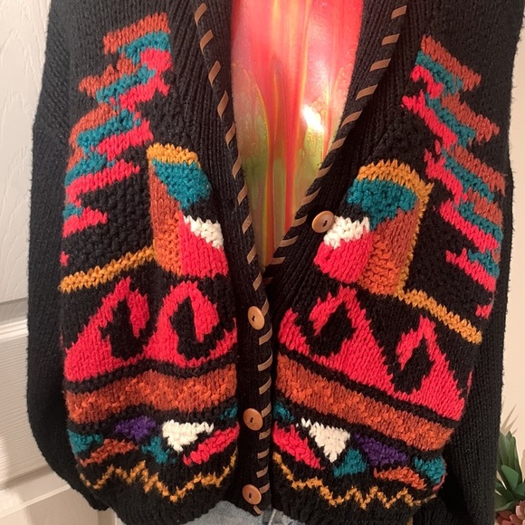 VINTAGE CAROLINA COLOURS Chunky Funky Kawaii Cute Cardigan Sweater - Picture 5 of 14